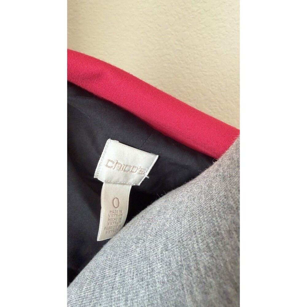 Chicos Size 0 (Small/4) Red Asymmetrical Front Zipper Accent Ponte Jacket - Picture 8 of 12